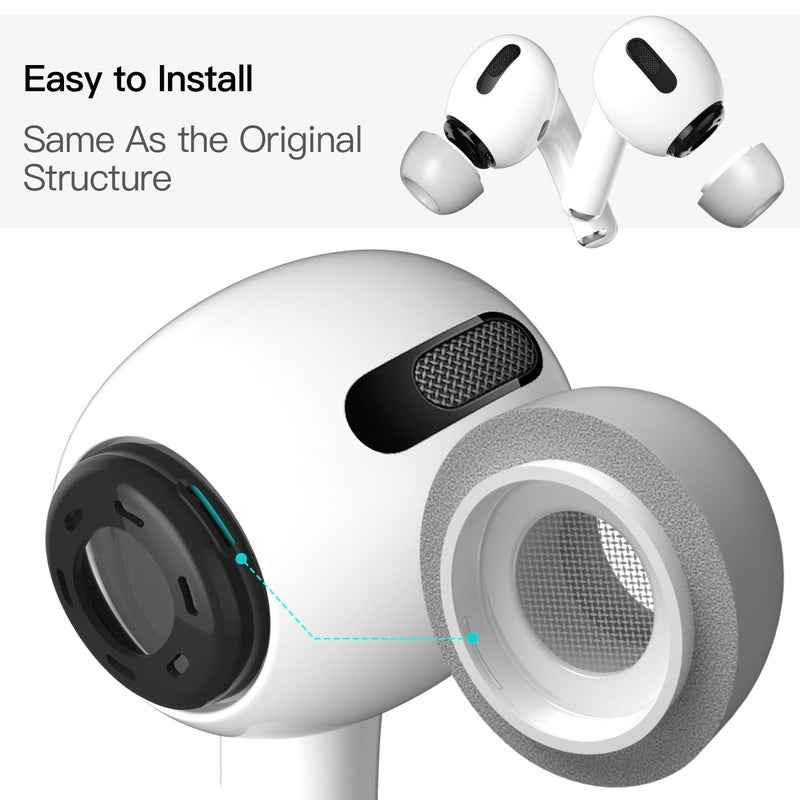 PZOZ 3 أزواج من نصائح الأذن البديلة متوافقة مع Apple AirPods Pro و Pro 2nd (2022)، رغوة الذاكرة لتقليل الضوضاء في الأذن ملحقات نصائح الأذن (تناسب في علبة الشحن) (S/M/L، رمادي) - Image 5